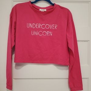 Hot Pink Undercover 🦄  Long Sleeve Crop Top Size Large